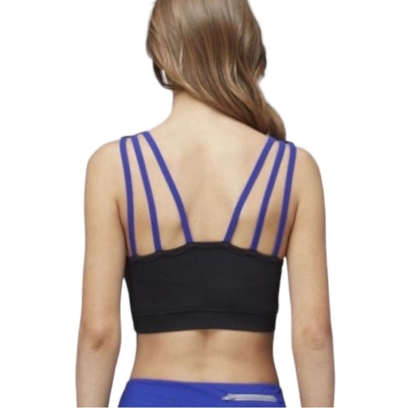 Mono B Womens size S Sports Bra Criss Cross top Royal Blue Black multi straps - Picture 13 of 13